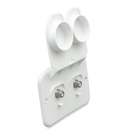 RV Camper Dual Phone/Cable TV Plate With Jack Covers Polar White PN 94323