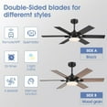 thumbnail image 3 of PHORUS 46"Ceiling Fan with Light and Remote/APP Control,Modern Flush Mount Ceiling Fan,6-Speed Reversible DC Motor,5 Blades,Farmhouse Ceiling Fan for Indoor Bedroom,Kitchen,Black, 3 of 7