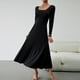 thumbnail image 5 of Vestido Vestido ajustado con cintura trasera, vestido informal largo liso para mujer, traje diario básico Cgtredaw Negro T XL para Mujer, 5 of 6