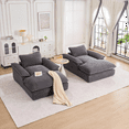 thumbnail image 2 of Compression-style soft cushioned recliner sofa, with comfortable armrests, perfect for a casual nap. Gray., 2 of 4