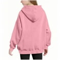 thumbnail image 3 of Lenpel Girls' Oversized Hoodies Casual Long Sleeve Hooded Tunic Sweatshirts Pullover Sweatshirt Tops with Pockets for Kids(Pink,10-11 Years), 3 of 6