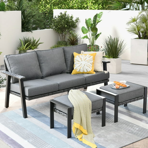 Ovios 3 Piece Outdoor Furniture All-Weather Patio Conversation Set
