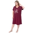 thumbnail image 4 of FEREMO 2 Pack Plus Size Nightgowns for Women Short Sleeve Printed Sleepwear, 4 of 6