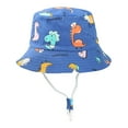 thumbnail image 5 of Wuxian Baby Boys Girls Hats Summer Breathable Wide Brim Cute Cartoon Dinosaur Print Adjustable Strap Mesh Patchwork Uv Protection Caps Toddler Outdoor Beach Playground Casual Hats,B,One Size, 5 of 5