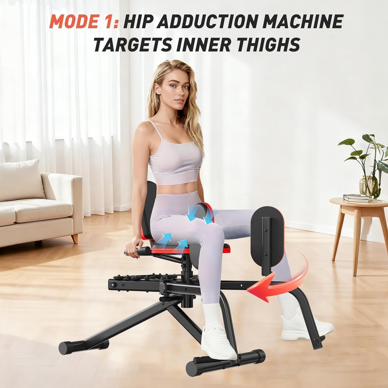 HXD-ERGO Hip Abductor Adductor Machine, 6-Level Adjustable, Plush Padding, Compact, for Home Gym, Women and Men