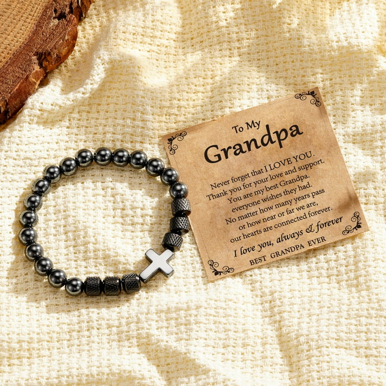 APSVO Black Cross Bracelets for Men Father Dad Grandpa Brother