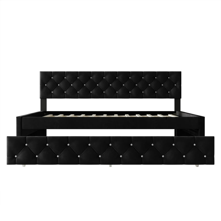 Home Design Darcey Twin Daybed with Trundle, Dark Gray Velvet photo 6