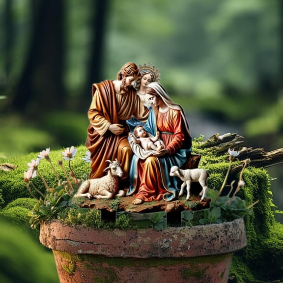 Abbraccia Outdoor Nativity Scene Garden Stake, Xmas Holy Family Set, Acrylic Jesus Birth Garden Sign for Lawn, Party, Outside Ornaments