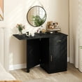 thumbnail image 4 of Costway Folding Computer Desk with Drawer Cabinet & Adjustable Shelf Wheel for Living Room, Black, 4 of 10