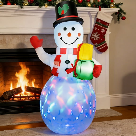 Rotating LED Light-Up Snowman – 5ft Christmas Inflatable for Outdoor and Indoor Use