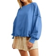 thumbnail image 1 of Gibobby Sudadera mujer Sudadera de cuello redondo para mujer de otoño e invierno suéter colorido de manga larga lindo clásico(Azul,M), 1 of 5