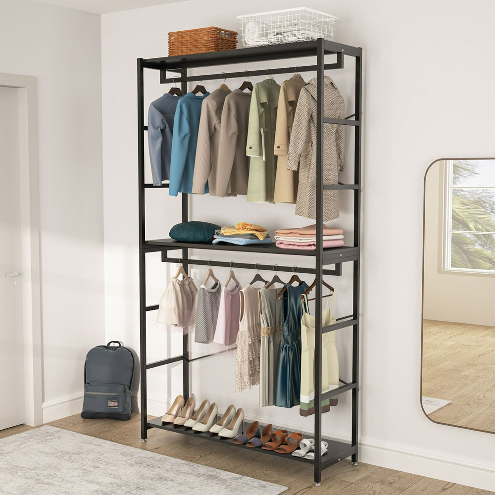 Tribesigns Free standing Closet Organizer 86 inches Double Rod Closet Tribesigns Free standing Closet Organizer 86 inches Double Rod Closet