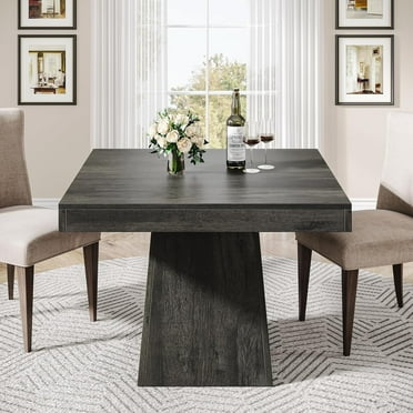 Tribesigns Square Dining Table for 4, 31.5-Inch Kitchen Table Small Dinner Table with Sturdy Pedestal Base, Farmhouse Dining Room Table for Home Dining Room, Living Room, Kitchen, Vintage Brown