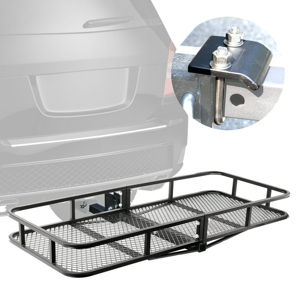 Leader Accessories Folding Hitch Mount Luggage Cargo Basket Trailer