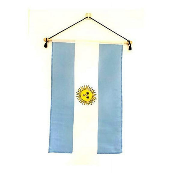 Argentina 12"x18" Polyester Wall Banner Flags, 12 x18 Argentinian Wall or School Flag Mounted on a Birch Wood Banner Pole, Much Larger Than Mini 4"x6" Banner Flags