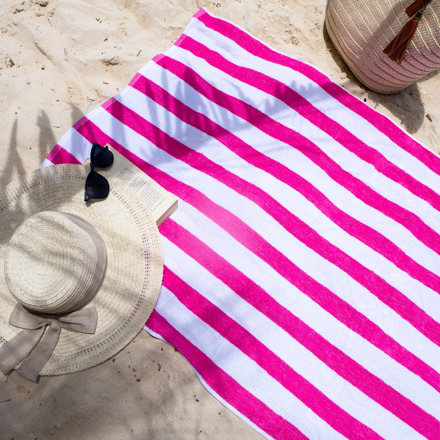 Arkwright Cali Cabana Beach Towels - 100% Ring Spun Cotton Pool Towel - 30 x 60 in. - (4 Pack) Pink