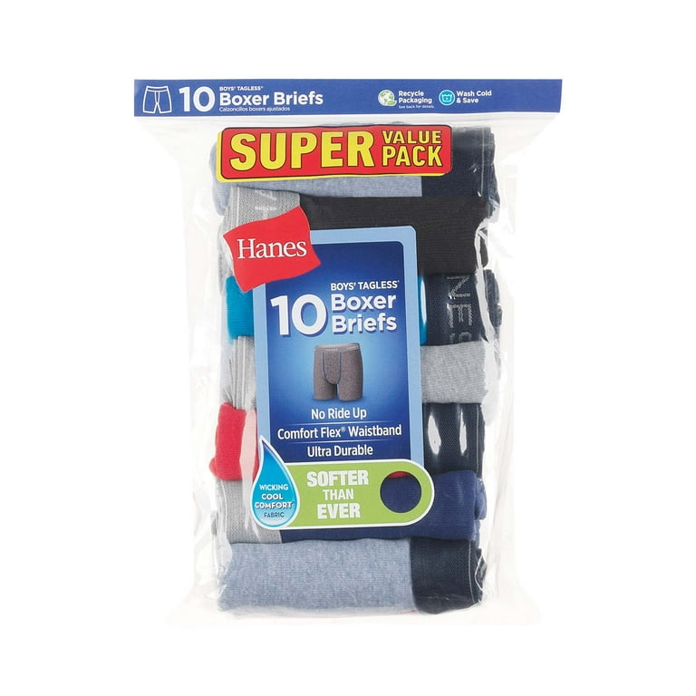 Hanes Boys Underwear, 10 Pack Tagless ComfortFlex Waistband Boxer