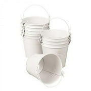Fun Express Metal Pail White Paper Party Supply Sets, with Handle (12 Pieces)