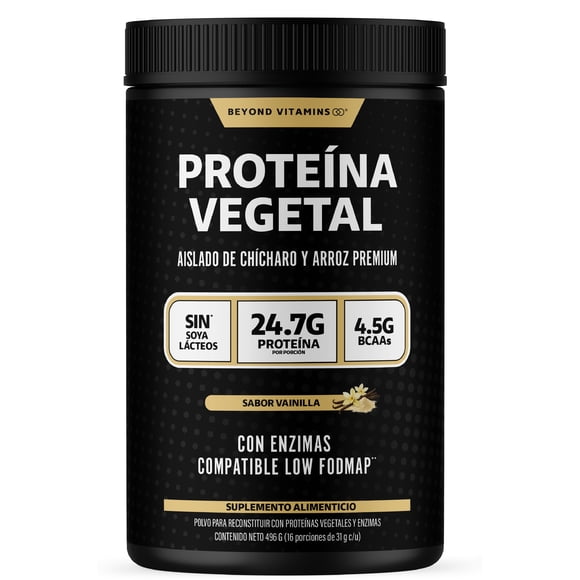 Beyond Vitamins Proteína Vegetal Aislada Arroz y Chícharo Vainilla 24.7g Proteína 496g