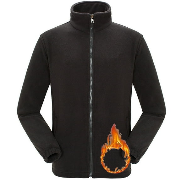 NKZNKZ Men's Full-Zip Polar Fleece Jacket Men's Value Fleece Jacket Men's Fashion Winter Casual Fleece black L