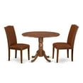 thumbnail image 2 of East West Furniture Dublin 3-piece Wood Dining Set in Mahogany/Brown, 2 of 6