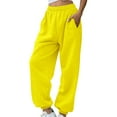 thumbnail image 2 of HLKJKLS Sweatpants Women Petite Length Athletic Joggers Drawstring Waist Pockets Casual Workout Polyester Sweatpants Yellow S-3Xl, 2 of 5