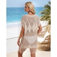 thumbnail image 5 of Drvitor Beach Cover Up for Women Casual Loose Batwing Sleeve Swimsuit Cover Up Diamond Hollow Bathing Suit Cover Up with Tassel Hem, 5 of 8