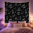 thumbnail image 2 of Jack-O'-Lanterns and Haunted Houses in Spooky Moonlight, Playful Illustration for Halloween Fans, Festive Wall Art Decor, Halloween Gift, Tapestry Wall Hanging for Living Room and Bedroom, 2 of 7