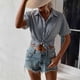 thumbnail image 5 of Camiseta de algodón de manga corta con cuello vuelto a rayas informal con estilo para mujer OAVQHLG3B Store  lin121212, 5 of 5