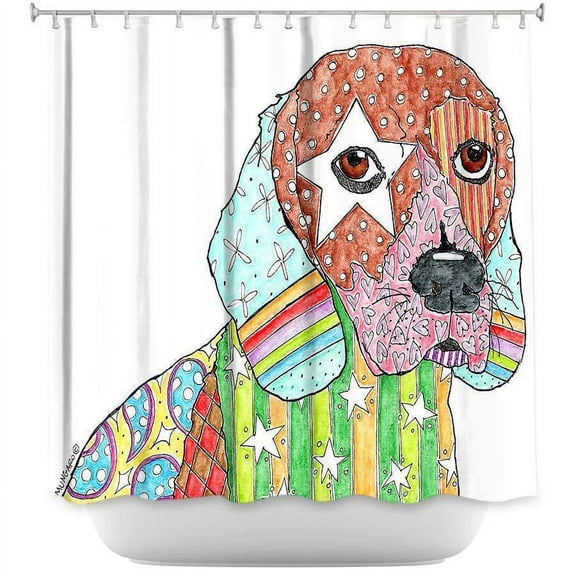 Shower Curtains - DiaNoche Designs - Beagle Dog White