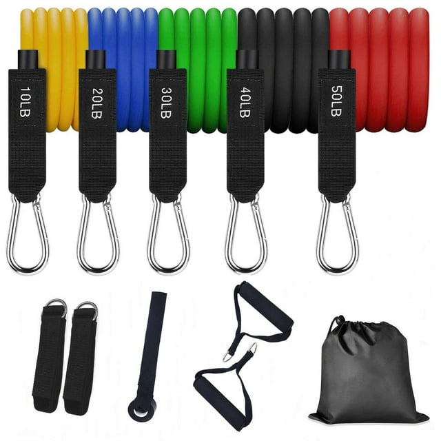 Resistance Bands Set, Exercise Bands with Door Anchor, Handles, Carry Bag, Legs Ankle Straps for Resistance Training, Physical Therapy