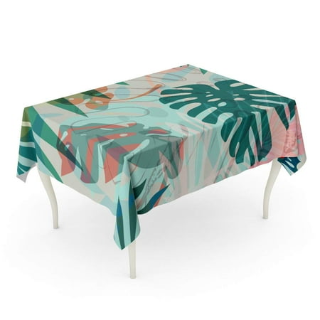 

SIDONKU Blue Creative Universal Floral in Tropical Tropic Leaves Bright Tablecloth Table Desk Cover Home Party Decor 60x104 inch