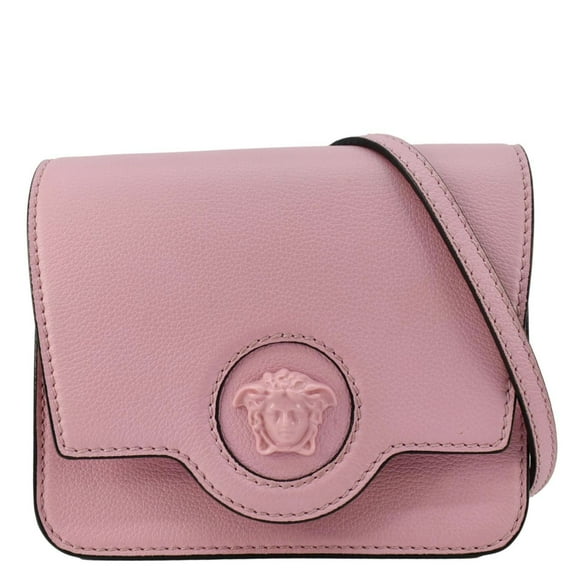 Pre-Owned VERSACE La Medusa Small Leather Shoulder Bag Pink