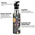 thumbnail image 3 of Halloween Specters Pumpkins Flowers Crayon Painting Sports Bottle with Straw Stainless Steel Water Jug Portable Thermal Cup Leak-proof 1000ML, 3 of 9