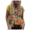 thumbnail image 2 of Pntutb mujeres verano moda manga corta cuello redondo impresión Casual blusa camiseta tops Pntutb Pntutb-6465, 2 of 4