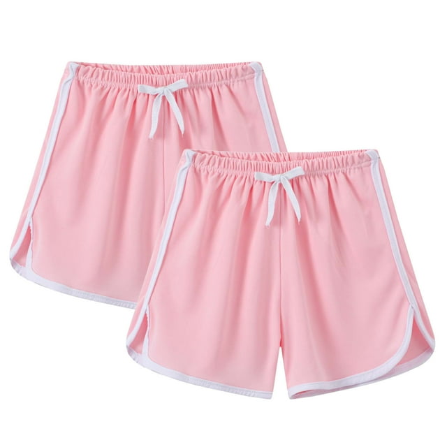 Kaemgyyd 2 Pack Unisex Toddler Summer Clothes Baby Girls Drawstring Color Block Shorts Kids Boys Side Slit Athletic Shorts 3-11 Years