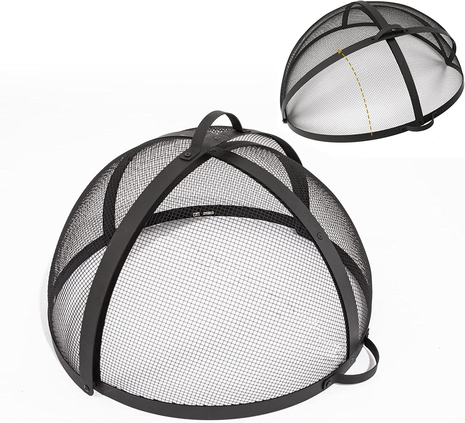 32In Round Fire Pit Spark Screen Cover, Outdoor Patio EasyOpening