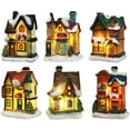 thumbnail image 1 of Christmas Village Sets - LED Lighted Christmas Village Houses with Figurines, Christmas Village Collection Indoor Room Decor - Collectible Buildings (6 PCS), 1 of 7