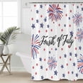 thumbnail image 5 of Red and Blue Stars Shower Curtain Waterproof Stars Fireworks Shower Curtain for Bathroom,Bathtub,Shower, July of 4th Stars America Patriotic Shower Curtain Set with Hooks 72x72 Inch, 5 of 6
