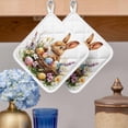 thumbnail image 2 of Spring Easter Pot Holders for Kitchen Heatproof Potholder, 2 Pack Colorful Eggs Bunny Botanical Floral Hot Pads Multipurpose Oven Pads Cloth Potholders Trivet for Cooking and Baking, 2 of 8