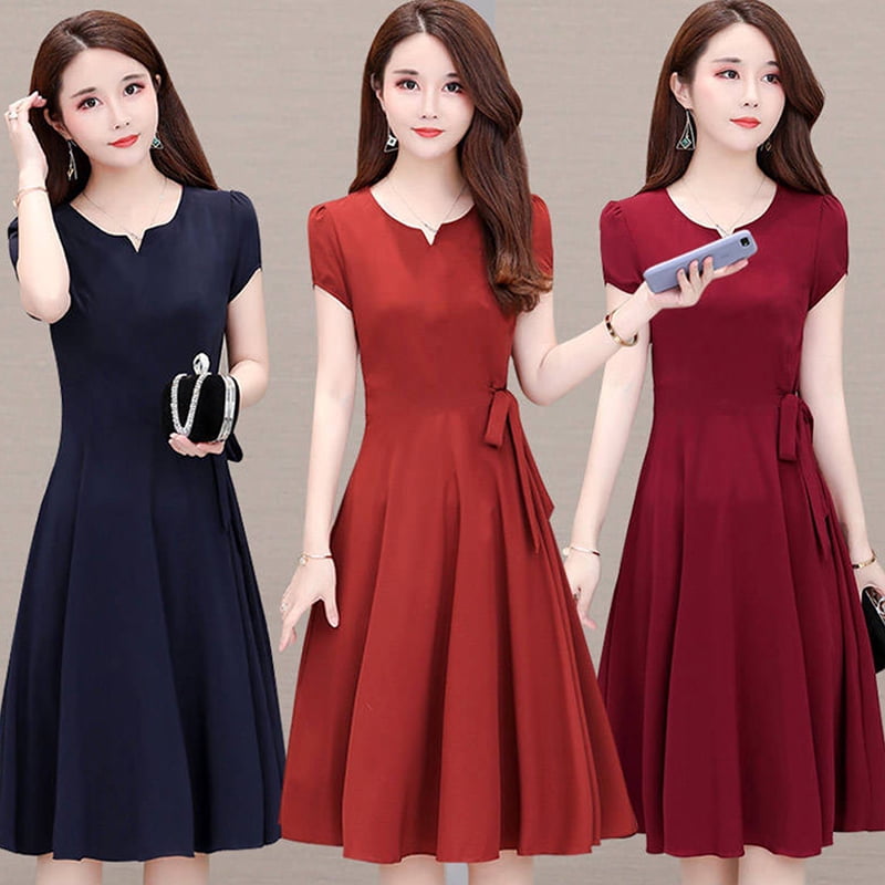 mid length dresses with short sleeves