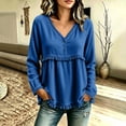 thumbnail image 6 of NominalSnug Tassel Tops for Women Fall Winter Long Sleeve Shirts V Neck Babydoll Loose Fit Blouses, 6 of 6