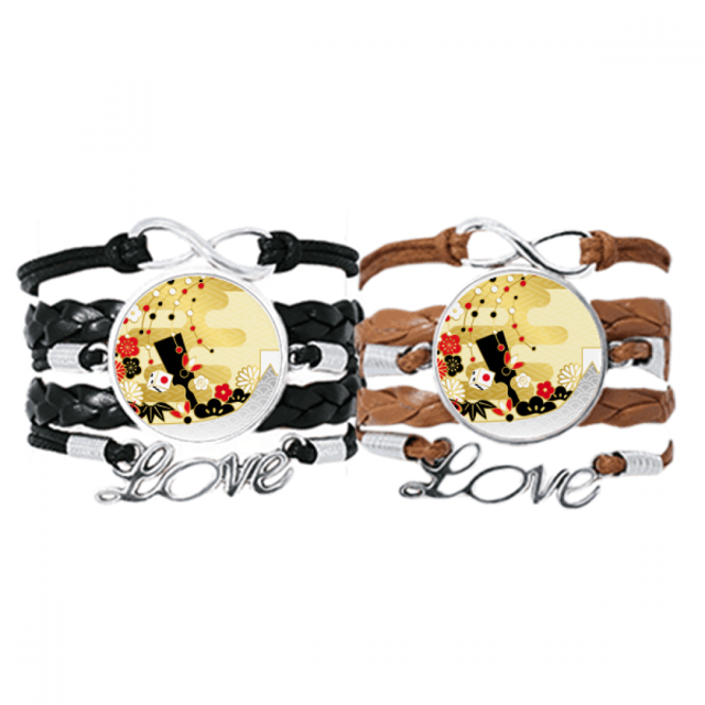 Geometría de Oro Flores patron de Sakura Pulsera pareja de cuerdas de cuero Unbranded M