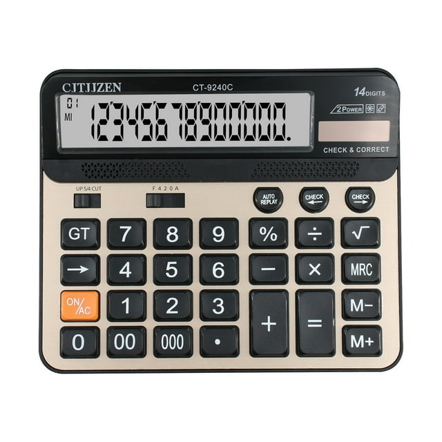 Calculatrice Solaire 14 Chiffres pour Usage Financier et de Bureau avec Boutons Informatiques