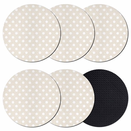 Beige White Polka Dots Coasters Set of 6 Absorbent Coasters for Drinks Modern Abstract Art Rustic Coaster for Desk Coffee Table Protection Home Decor House Warming Gifts 4
