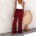 thumbnail image 2 of Outfmvch Womens Linen Pants Beach Pants for Women Vacation Beach Trousers Drawstring Elastic Waist Linen Palazzo Pants for Women Baggy Straight Leg Gaucho Pant Vintage Baggy Beach Trousers Wine S-2XL, 2 of 5