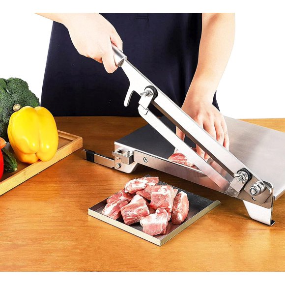 CGOLDENWALL Hachoir Manuel Amélioré pour Côtes, Trancheur de Viande en Acier Inoxydable, Petit Coupe-Os, Coupe-Viande, Bœuf Mouton, Trancheur Ménager pour Légumes et Aliments, Machine à Trancher pour la Cuisine à la Maison