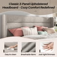 thumbnail image 5 of Frostbloom Full Size Linen Upholstered Platform Bed Frame with Wingback Headboard, No Box Spring Needed, Beige, 5 of 8