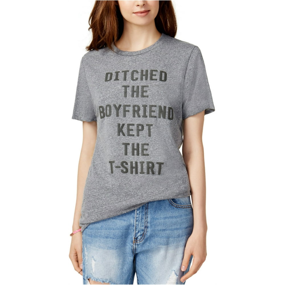 Prince Peter Collections Prince Peter Womens Ditched The Boyfriend Graphic TShirt, Grey, X