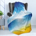 thumbnail image 4 of Graphic Beach Soft Flannel Fleece Throw Blanket, Sea Horizon Sandy Coast and Cloudy Sky Image, Cozy Plush for Indoor and Outdoor Use, 60" x 80", Persian Blue Orange, by Ambesonne, 4 of 5